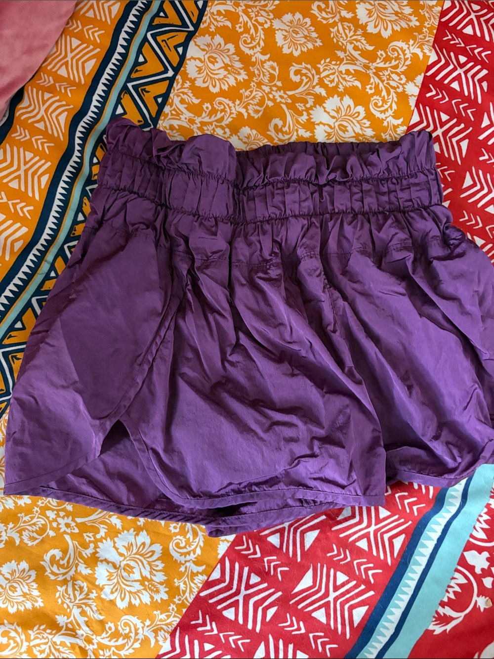 Free People Purple High-Waist Paperbag Shorts